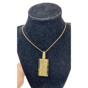 Gold Plated & Faux Tortoise Perfume Bottle Pendant Necklace by CABI